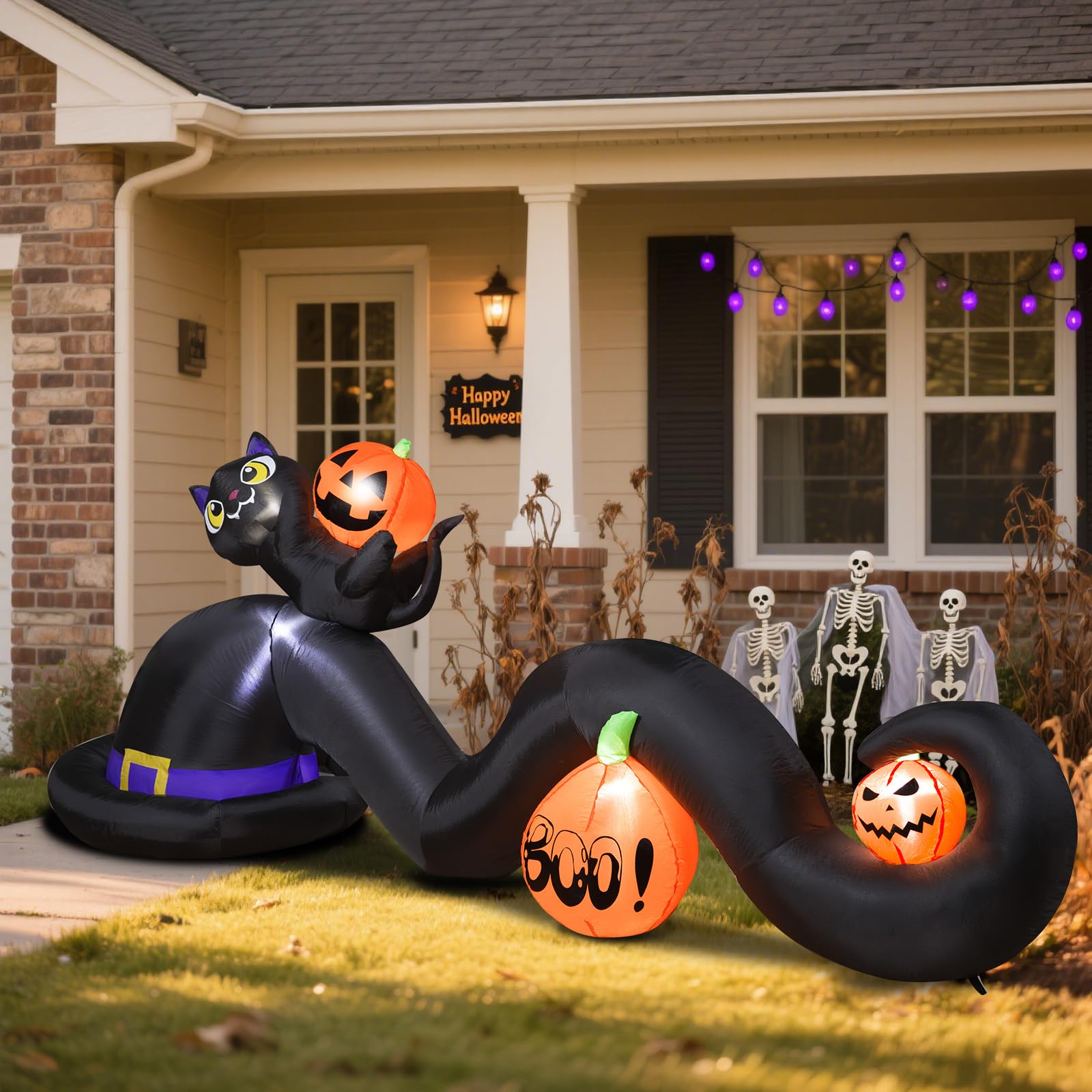 Dawdix 5FT Halloween Inflatable Mummy Dog Outdoor Decoration, Funny Blow Up Puppy Wrapped in Toilet Paper with Boo Pumpkin, Halloween Inflatable Dachshund Decor for Yard, Lawn, Garden, Porch